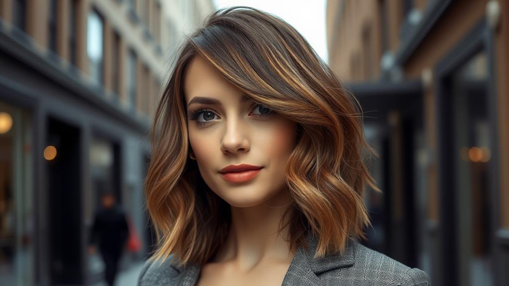 chic lob with bangs