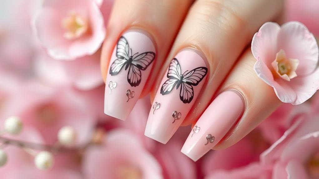 matte butterfly nail art